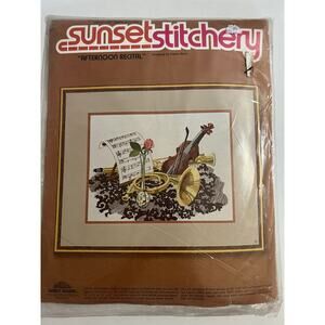 Sunset Stitchery Crewel Kit Afternoon Recital 2202 1979 Vintage Cross Stitch New